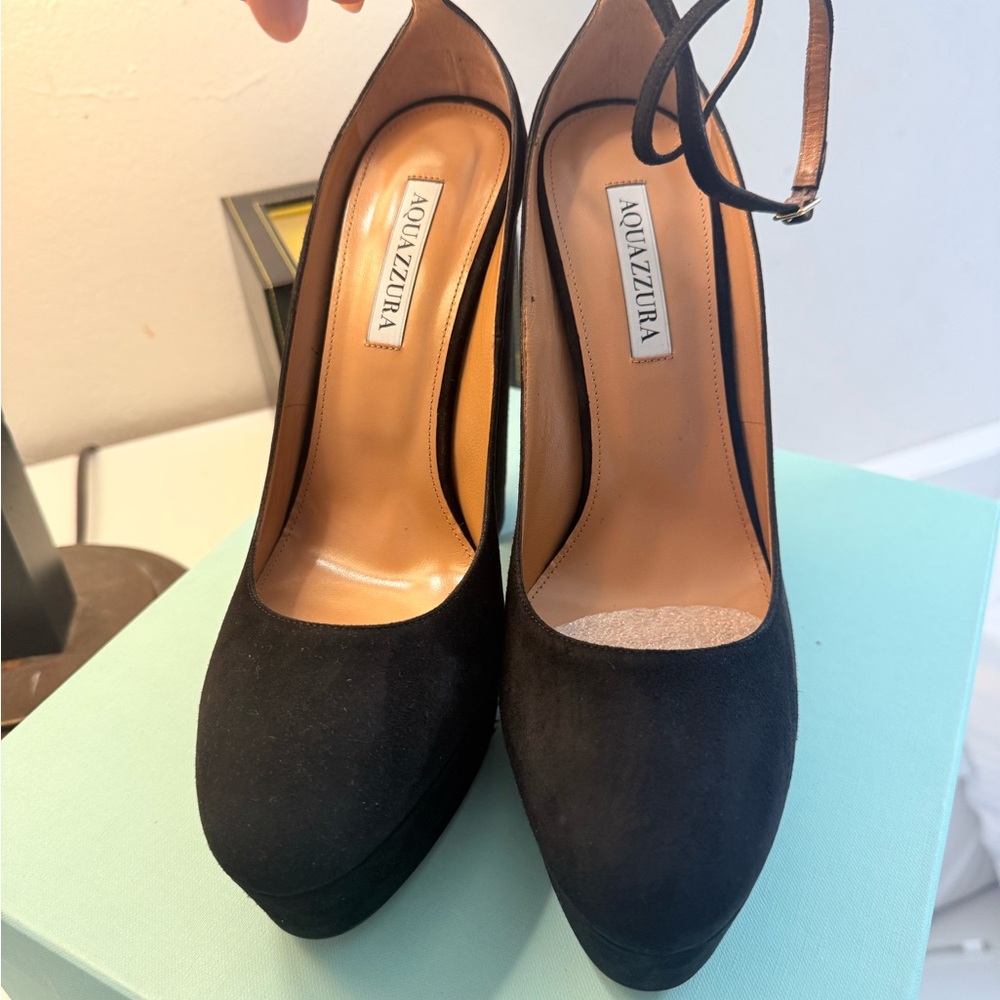 Aquazzura Black Suede Heels